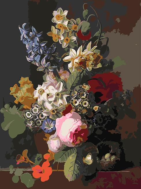 Still life with flowers. Jan Frans van Dael, 30*40 cm. Set for creativity picture by numbers