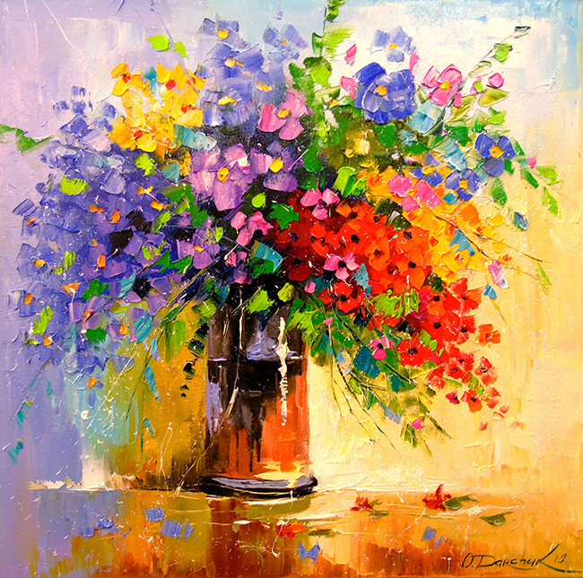 A bouquet of wild flowers. Darchuk O. 30*30 cm / USet for creativity with rhinestones on a stretcher