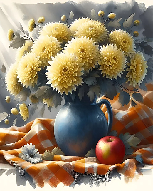 Yellow dahlias. Set for creativity with rhinestones on a stretcher 40*50 cm