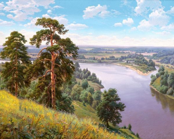 Summer landscape 20*30 cm. Set for creativity with rhinestones on a stretcher