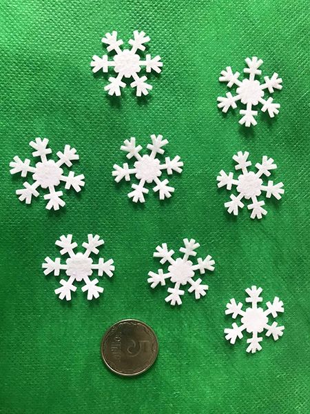 Decorative item made of felt Snowflake, 3 cm, 500 pcs per pack