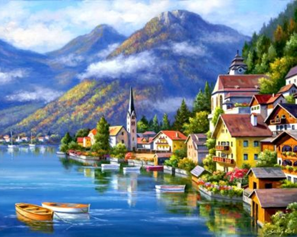 Набір зі стразами на підрамнику  "Морський пейзаж 3" 30*40 см
