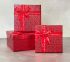 Set of gift boxes 3 pcs. in a pack, red square shiny, with embossing