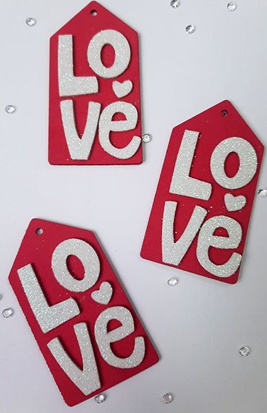 Decorative item Love tag 8 cm, 20 pcs per pack, red / U