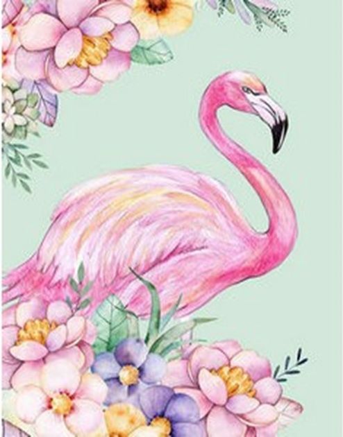 Flamingo in flowers 21*25 cm. Set for creativity with rhinestones on 5D cardboard