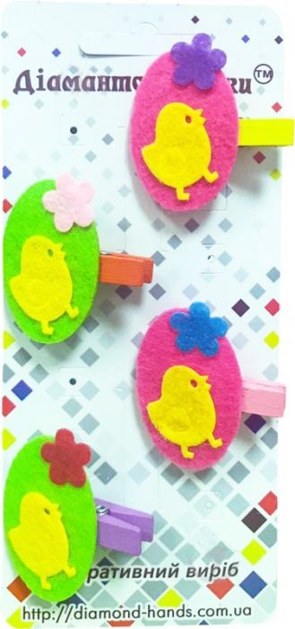 Set of decorations Easter egg with chickens 4.5 cm (4 pcs in a pack)