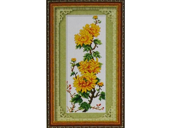Kit embroidery cross Yellow chrysanthemum