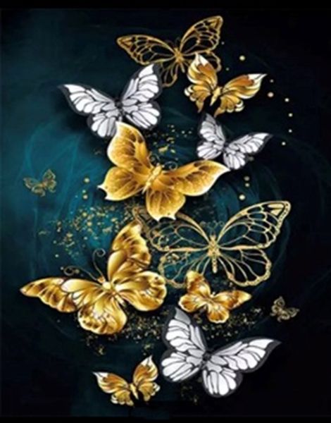 Golden moths 40 * 50 cm. A set for creativity with rhinestones on a stretcher