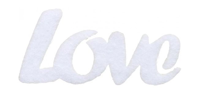 Felt decor Word LOVE-2, 6.5 cm, white