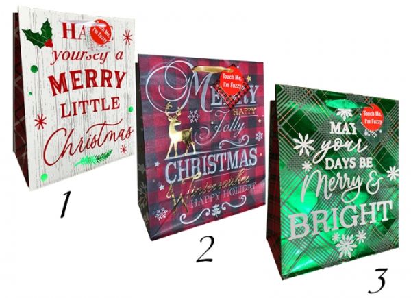 Пакет 25*30*13см паперовий  "Merry,happy,joly" 12 шт в пак