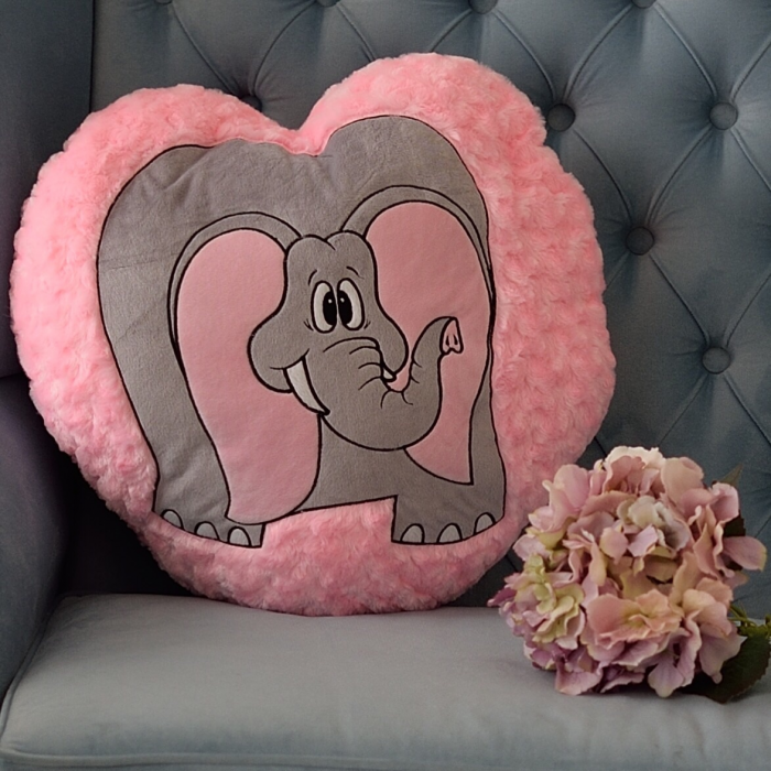 Decorative pillow Elephant on a heart, 50 cm