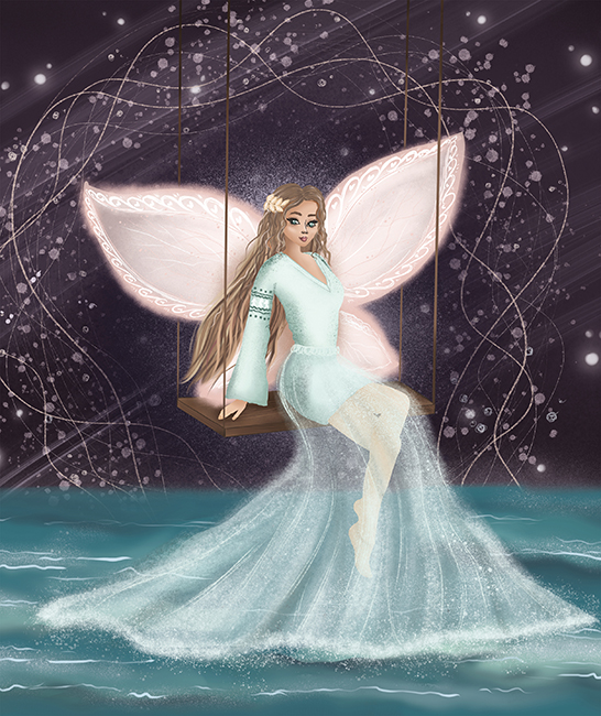 Winter fairy. Siver O. 21*25 cm. Set for creativity with rhinestones on cardboard
