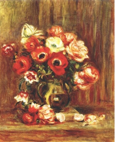 Still life with anemones. Pierre -Auguste Renoir, 40*50 cm. Set for creativity with rhinestones on the frame