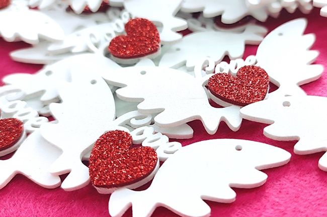 Decorative product On the wings of love, 7 cm, 30 pcs in a pack