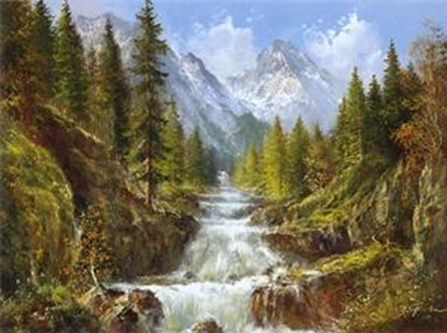 Stormy River, 50*40cm. Set with rhinestones (canvas+holder)