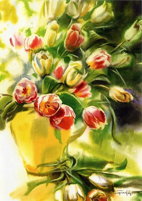 Tulips. Hud. Brandt 40*50. Set for creativity with rhinestones on a stretcher