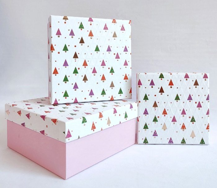 Set of gift boxes Colored Christmas trees, 3 pcs. per pack