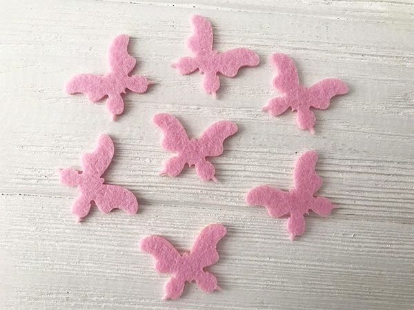 Decorative product made of felt Moth, 3.5 cm, 50 pcs per pack, pink / U