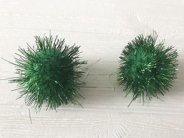 Decorative product Earrings Pom-poms New Year's green