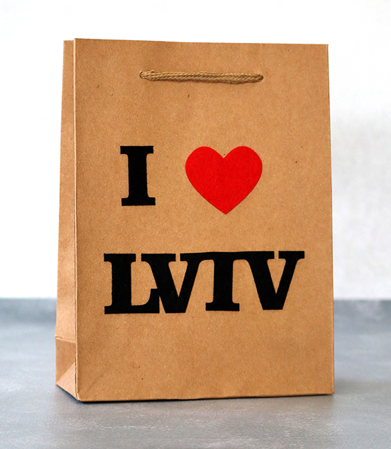 Kraft package with I love Lviv application,   15*20*6cm/felt (12 pcs in a package)