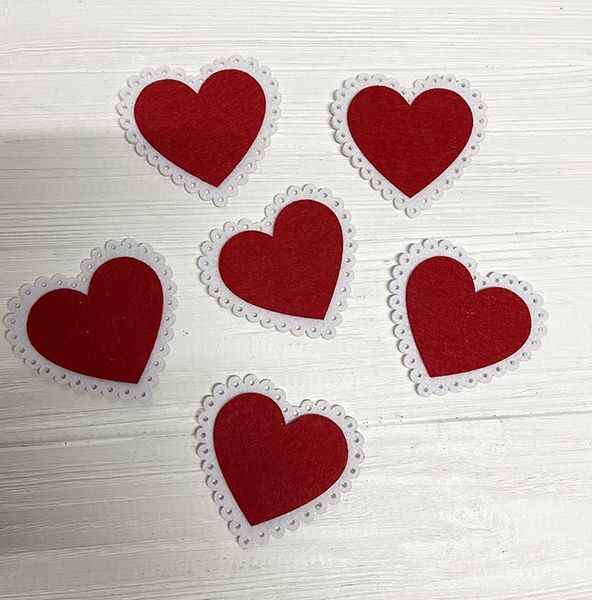 Decorative item made of felt Ardent heart, 7.5 cm, 30 pcs / pack
