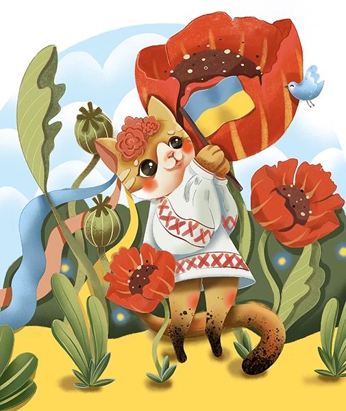 Набір для творчості зі стразами на картоні 5D "Киця-переможниця" Худ. Ткаченко 21*25 см