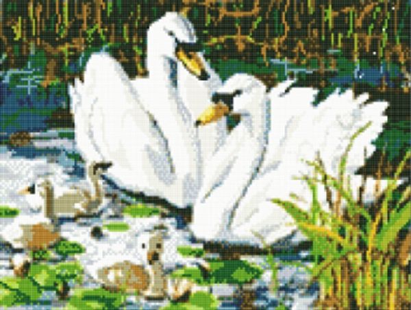 Набір для творчості зі стразами на підрамнику "Лебедине озеро" 30*40 см /У