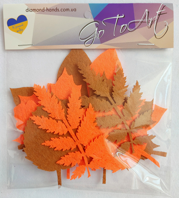 Decorative felt product Set of autumn leaves 2, 12 pcs per pack