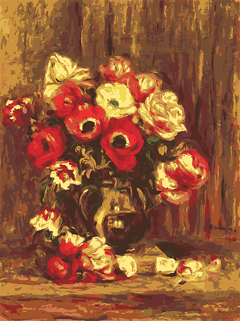 Набір картина за номерами "Натюрморт з анемонами" Худ. Pierre-Auguste Renoir 30*40 см(У)