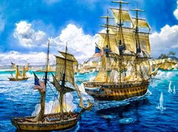 Набір для творчості зі стразами на підрамнику  "Морський бій" 40*50 см  (У)