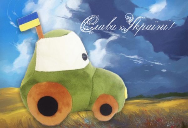 Soft stuffed toy Tank truck, 18 cm