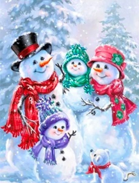 Snow family 21*25 cm. Set for creativity with rhinestones on 5D cardboard