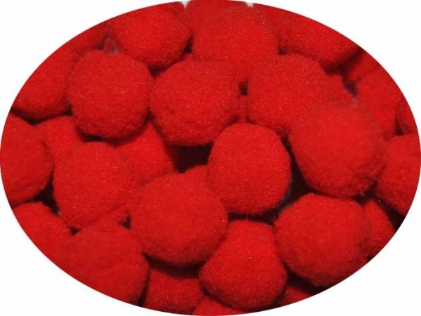 Velour red pompom 2 cm, 50 PCs per pack