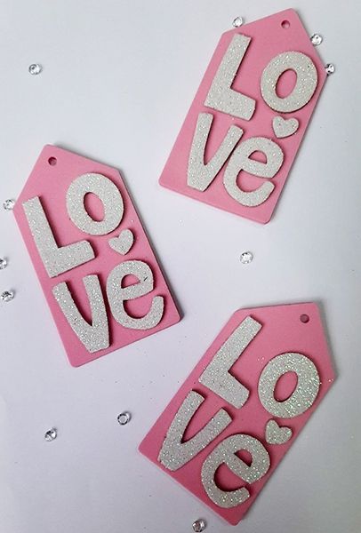 Decorative item Love tag 8 cm, 20 pcs per pack, pink / U