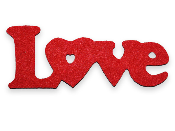 Декор з фетру "Слово "LOVE"-1, 7 см, червоний, 30 шт. в пак.