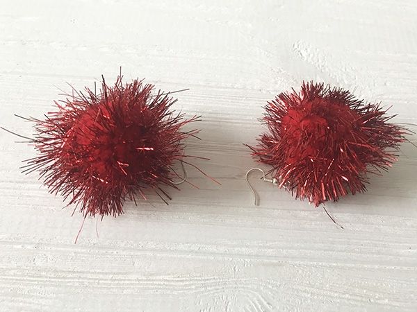 Decorative product Earrings Pom-Poms New Year's red