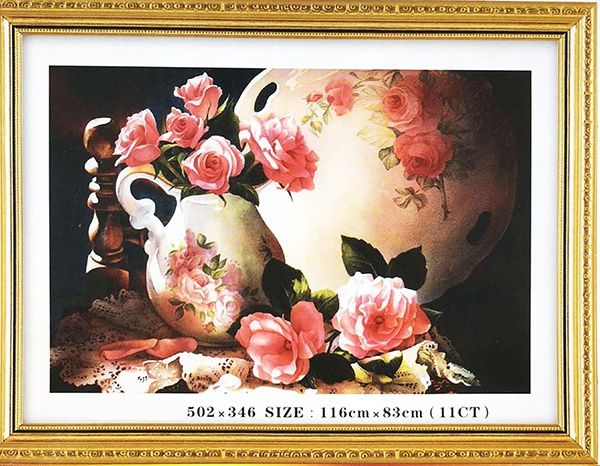 Set for embroidery 5D, 116 * 83 cm. Roses and porcelain