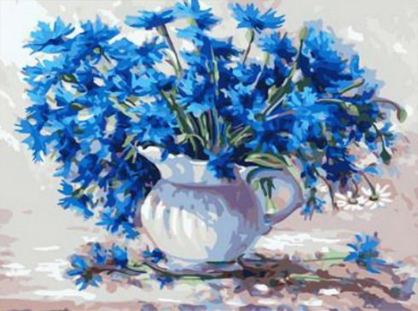 Cornflowers, 40*50 cm. Set for creativity with rhinestones on a stretcher