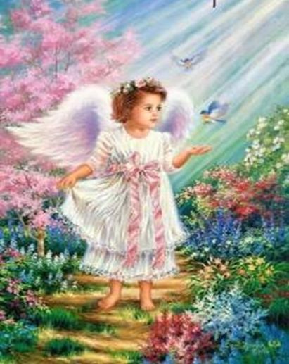 Set for creativity with rhinestones on a stretcher Angel with a bird 20*30 cm