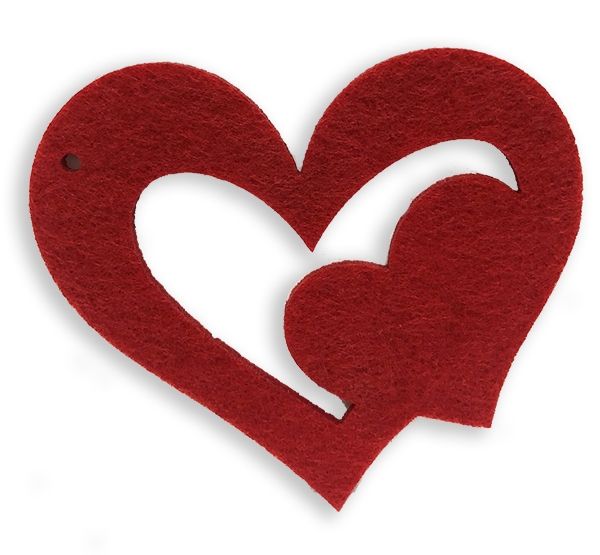 Decorative felt product Heart Victoria, 11cm, 16 cm, 10 pcs / pack