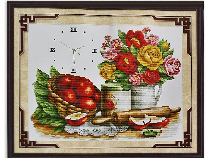 Набір для вишив. "Годинник "Яблука та квіти" 56х45 (8037)