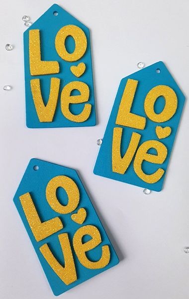 Decorative item Love tag 8 cm, 20 pcs per pack, blue / U