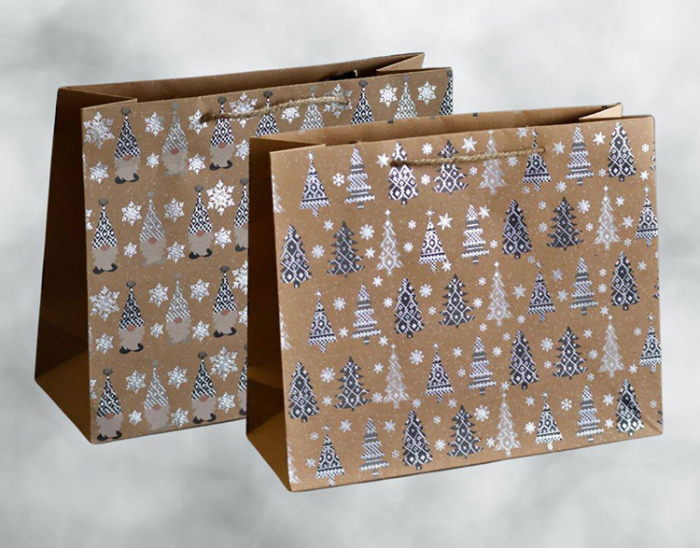 Package 23*18*10 cm. paper New Year motifs, 12 pcs in a pack.