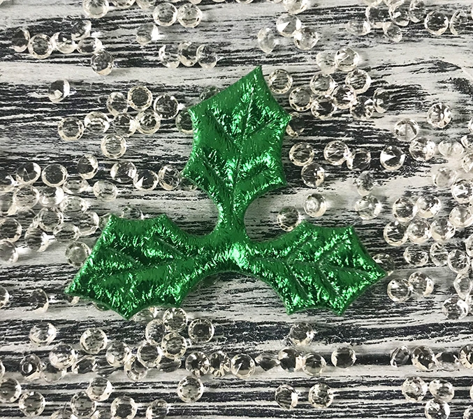 Textile decor Christmas shamrock, shiny, 5 cm, 100 pcs. in a pack.