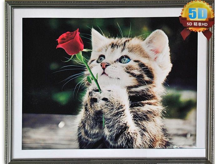 Набір для вишив. "Котик з трояндою" 70х55 см (80262)