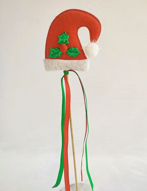 Textile decor Topper Santa's Hat, 7 cm.