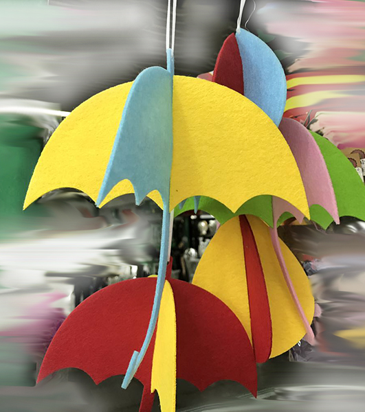 Decor from felt Umbrella 3d, 21 cm, 5 pcs per pack.