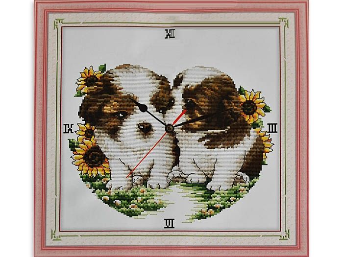 Набір для вишив. "Годинник "Песики з соняшниками" 41х41 (8007)
