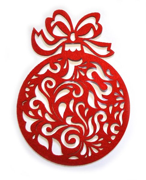 Sticker made of felt Lace ball red, 14 cm, 12 pcs. in the pack.