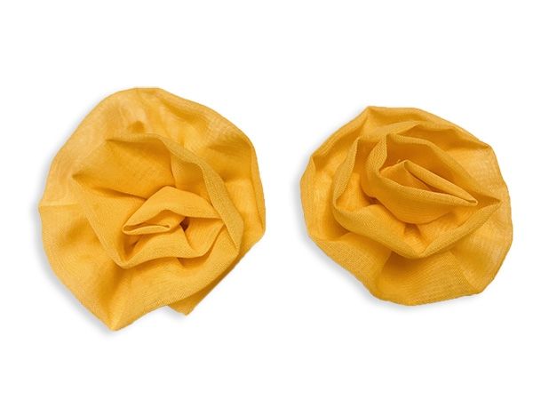 Textile decorative product Flower-bow, yellow, 5 cm, 10 pcs / pack